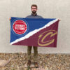 Detroit vs Cleveland House Divided Flag, NBA House Divided Flag 2 Detroit vs Cleveland House Divided Flag, NBA House Divided Flag