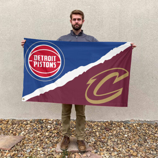 Detroit vs Cleveland House Divided Flag, NBA House Divided Flag Detroit vs Cleveland House Divided Flag, NBA House Divided Flag