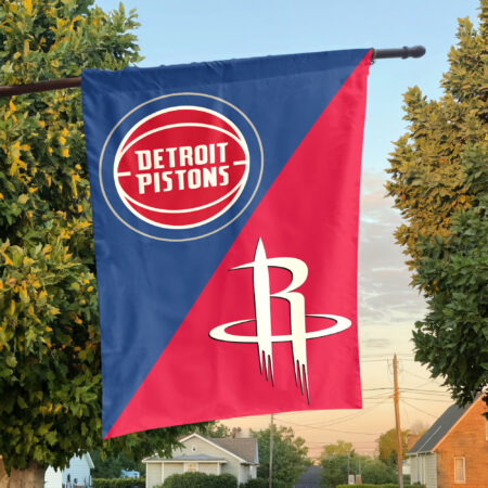 Detroit vs Houston House Divided Flag, NBA House Divided Flag Detroit vs Houston House Divided Flag, NBA House Divided Flag
