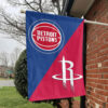 Detroit vs Houston House Divided Flag, NBA House Divided Flag 1 Detroit vs Houston House Divided Flag, NBA House Divided Flag