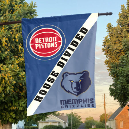 Detroit vs Memphis House Divided Flag, NBA House Divided Flag Detroit vs Memphis House Divided Flag, NBA House Divided Flag