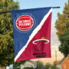 Detroit vs Miami House Divided Flag, NBA House Divided Flag