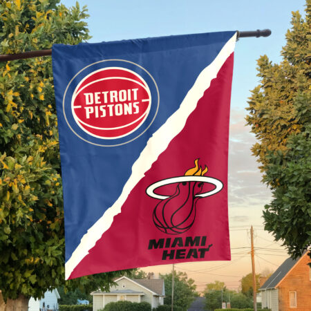 Detroit vs Miami House Divided Flag, NBA House Divided Flag Detroit vs Miami House Divided Flag, NBA House Divided Flag