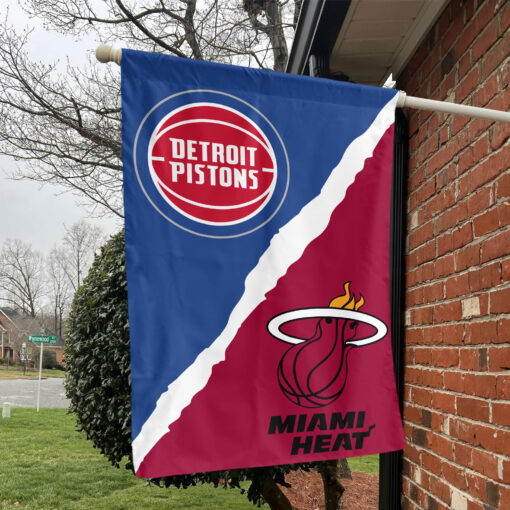 Detroit vs Miami House Divided Flag, NBA House Divided Flag Detroit vs Miami House Divided Flag, NBA House Divided Flag