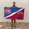 Detroit vs Miami House Divided Flag, NBA House Divided Flag 2 Detroit vs Miami House Divided Flag, NBA House Divided Flag