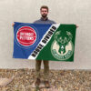 Detroit vs Milwaukee House Divided Flag, NBA House Divided Flag 2 Detroit vs Milwaukee House Divided Flag, NBA House Divided Flag