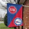 Detroit vs Philadelphia House Divided Flag, NBA House Divided Flag 1 Detroit vs Philadelphia House Divided Flag, NBA House Divided Flag