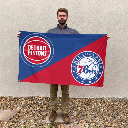 Detroit vs Philadelphia House Divided Flag, NBA House Divided Flag Detroit vs Philadelphia House Divided Flag, NBA House Divided Flag