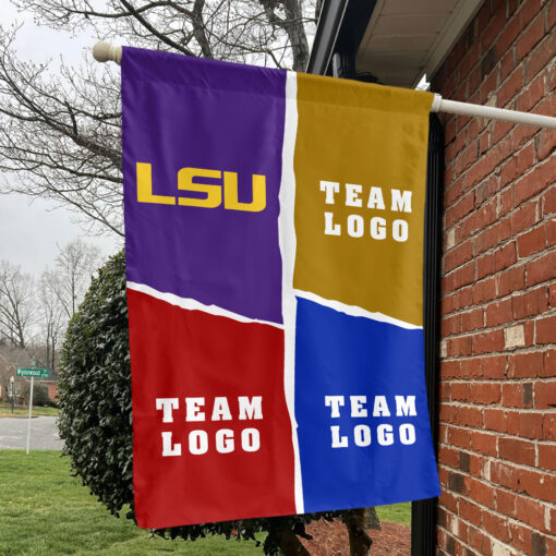 Fighting Tigers vs Custom Team House Divided Flag, Custom NCAA Split Team Flag