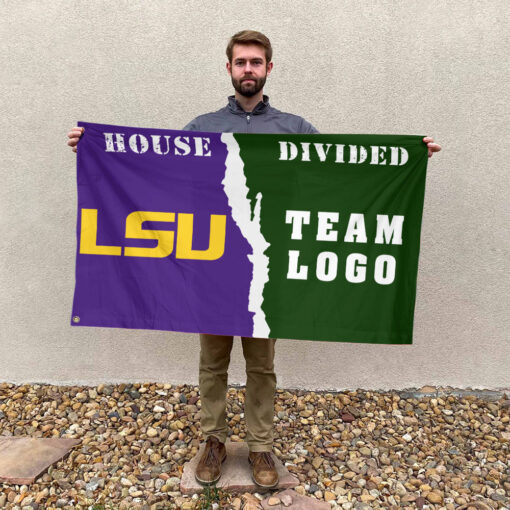 Fighting Tigers vs Custom Team House Divided Flag, NCAA House Flag