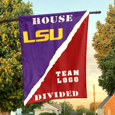 Fighting Tigers vs Custom Team House Divided Flag, NCAA Rivalry Flag