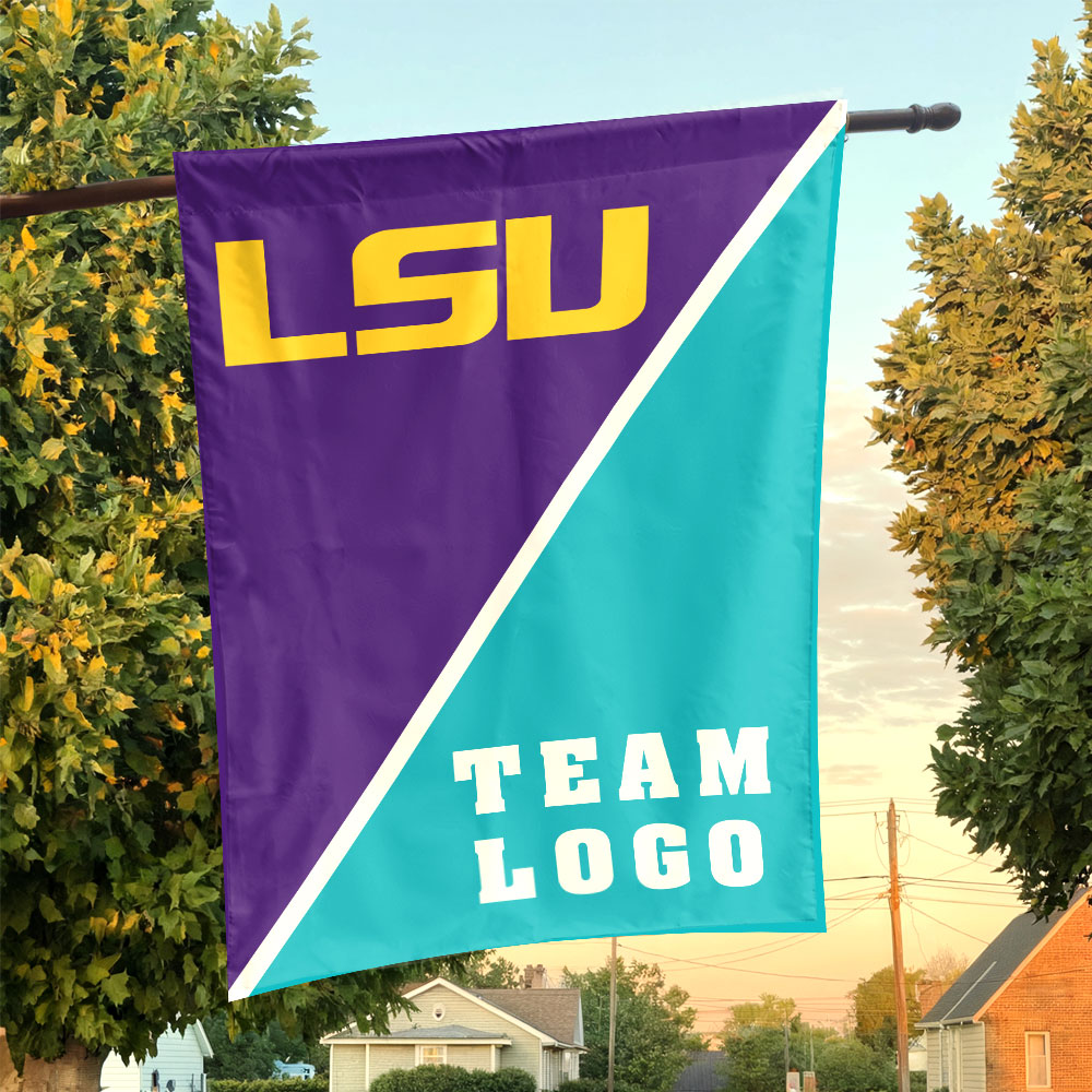 Fighting Tigers vs Custom Team House Divided Flag, NCAA Split Flag Fighting Tigers vs Custom Team House Divided Flag, NCAA Split Flag