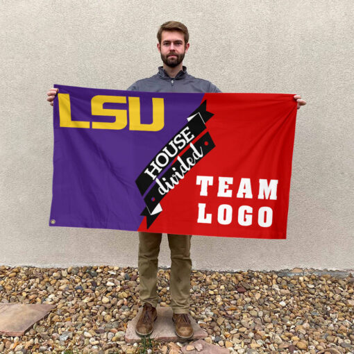 Fighting Tigers vs Custom Team House Divided Flag, NCAA Team Flag Fighting Tigers vs Custom Team House Divided Flag, NCAA Team Flag
