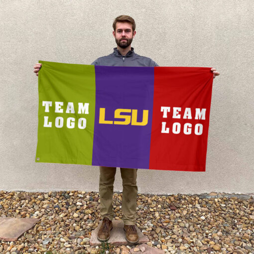 Fighting Tigers vs Custom Team House Divided Flag, NCAA Two Team Flag Fighting Tigers vs Custom Team House Divided Flag, NCAA Two Team Flag