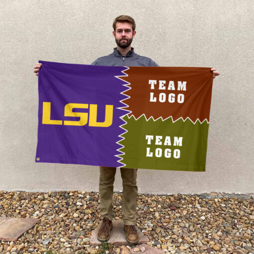 Fighting Tigers vs Custom Team House Divided Flag, Personalized Game Day Flag Fighting Tigers vs Custom Team House Divided Flag, Personalized Game Day Flag
