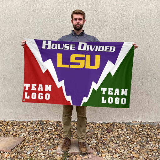 Fighting Tigers vs Custom Team House Divided Flag, Personalized Spirit Flag Fighting Tigers vs Custom Team House Divided Flag, Personalized Spirit Flag