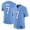 Gio Lopez North Carolina Tar Heels Jordan Brand Home NIL Football Game Jersey - Carolina Blue, Limited Replica Fan Edition