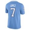 Gio Lopez North Carolina Tar Heels Jordan Brand Home NIL Football Game Jersey - Carolina Blue, Limited Replica Fan Edition