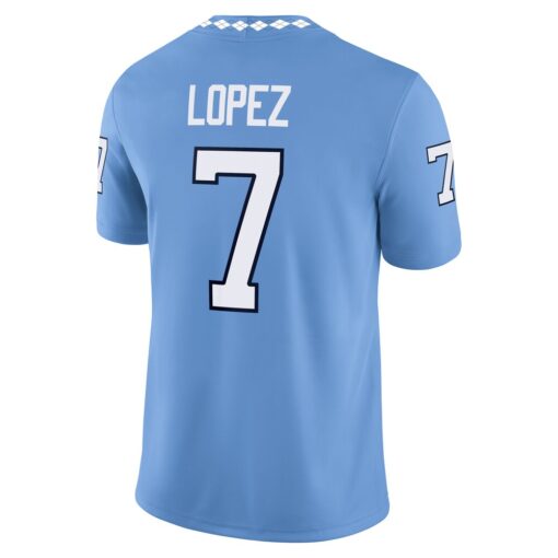 Gio Lopez North Carolina Tar Heels Jordan Brand Home NIL Football Game Jersey – Carolina Blue, Limited Replica Fan Edition