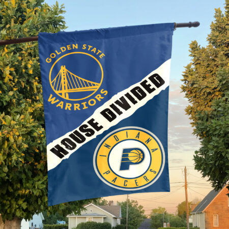 Golden State vs Indiana House Divided Flag, NBA House Divided Flag Golden State vs Indiana House Divided Flag, NBA House Divided Flag