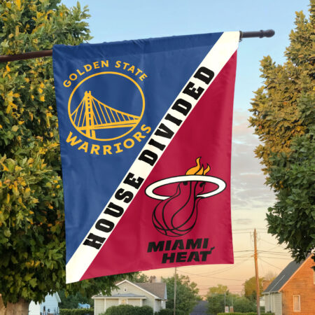 Golden State vs Miami House Divided Flag, NBA House Divided Flag Golden State vs Miami House Divided Flag, NBA House Divided Flag
