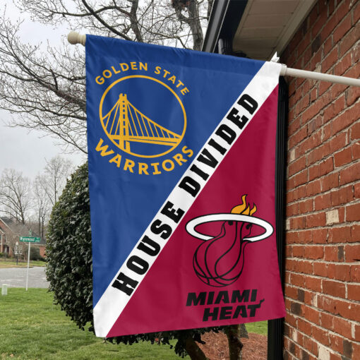 Golden State vs Miami House Divided Flag, NBA House Divided Flag Golden State vs Miami House Divided Flag, NBA House Divided Flag