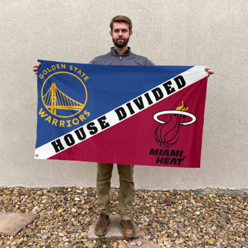 Golden State vs Miami House Divided Flag, NBA House Divided Flag Golden State vs Miami House Divided Flag, NBA House Divided Flag