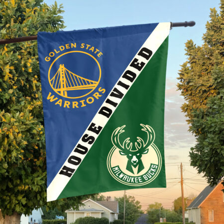 Golden State vs Milwaukee House Divided Flag, NBA House Divided Flag Golden State vs Milwaukee House Divided Flag, NBA House Divided Flag
