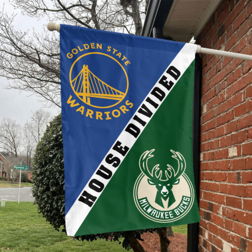 Golden State vs Milwaukee House Divided Flag, NBA House Divided Flag Golden State vs Milwaukee House Divided Flag, NBA House Divided Flag