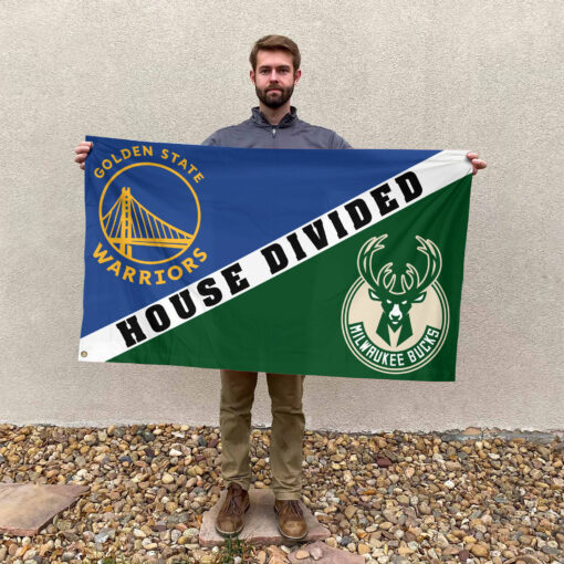 Golden State vs Milwaukee House Divided Flag, NBA House Divided Flag Golden State vs Milwaukee House Divided Flag, NBA House Divided Flag