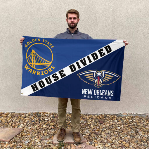 Golden State vs New Orleans House Divided Flag, NBA House Divided Flag Golden State vs New Orleans House Divided Flag, NBA House Divided Flag
