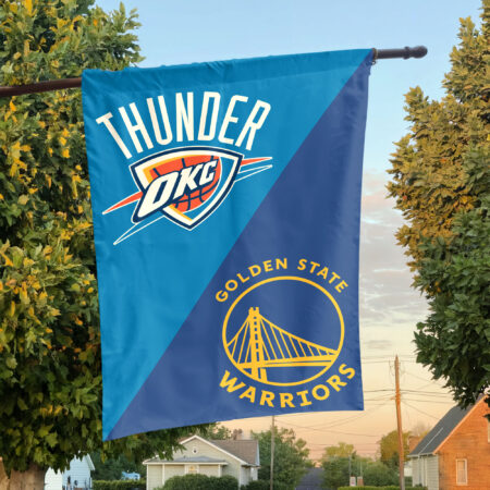 Golden State vs Oklahoma City House Divided Flag, NBA House Divided Flag Golden State vs Oklahoma City House Divided Flag, NBA House Divided Flag