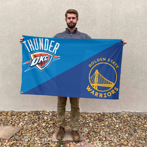 Golden State vs Oklahoma City House Divided Flag, NBA House Divided Flag Golden State vs Oklahoma City House Divided Flag, NBA House Divided Flag