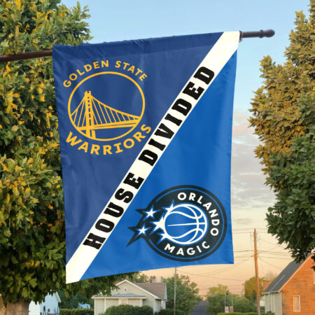 Golden State vs Orlando House Divided Flag, NBA House Divided Flag Golden State vs Orlando House Divided Flag, NBA House Divided Flag