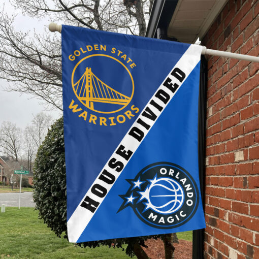 Golden State vs Orlando House Divided Flag, NBA House Divided Flag Golden State vs Orlando House Divided Flag, NBA House Divided Flag