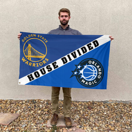 Golden State vs Orlando House Divided Flag, NBA House Divided Flag Golden State vs Orlando House Divided Flag, NBA House Divided Flag