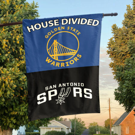 Golden State vs San Antonio House Divided Flag, NBA House Divided Flag Golden State vs San Antonio House Divided Flag, NBA House Divided Flag