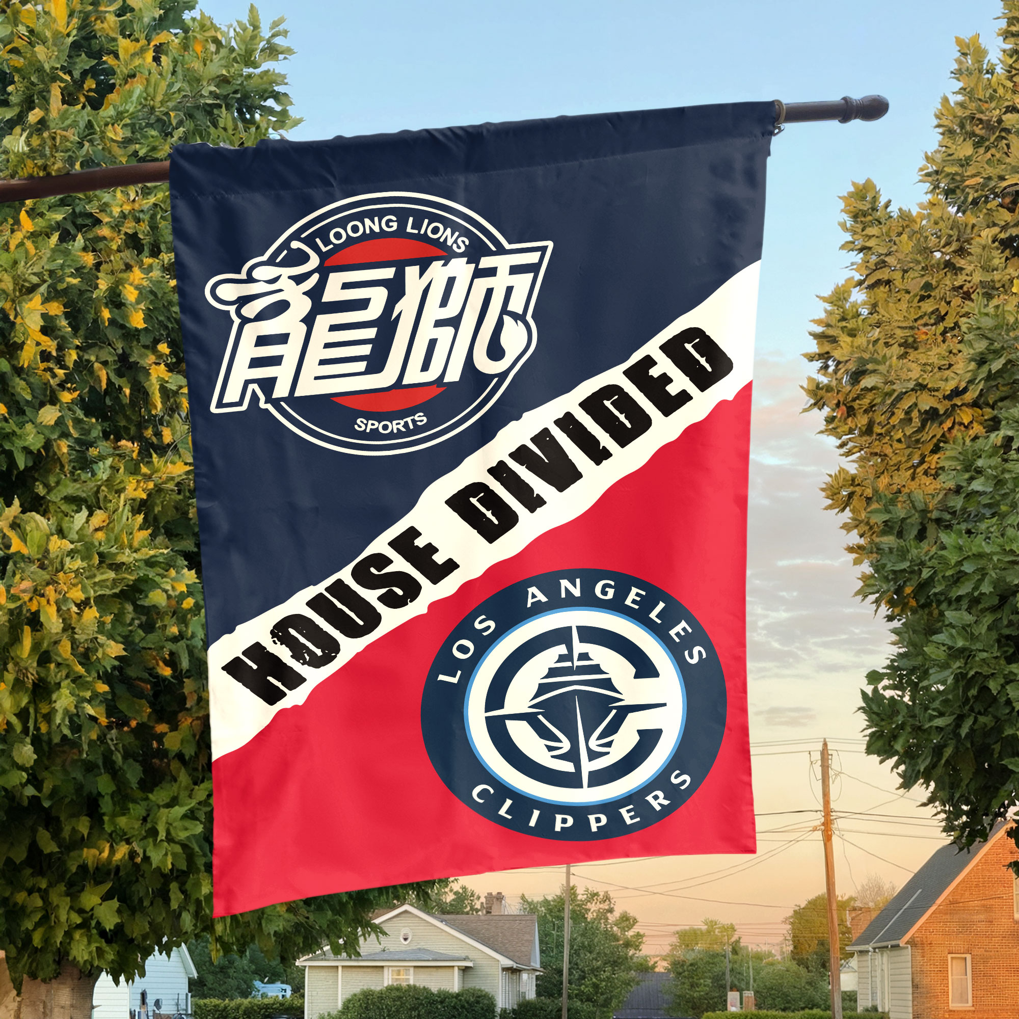 Guangzhou vs LA House Divided Flag, NBA House Divided Flag Guangzhou vs LA House Divided Flag, NBA House Divided Flag