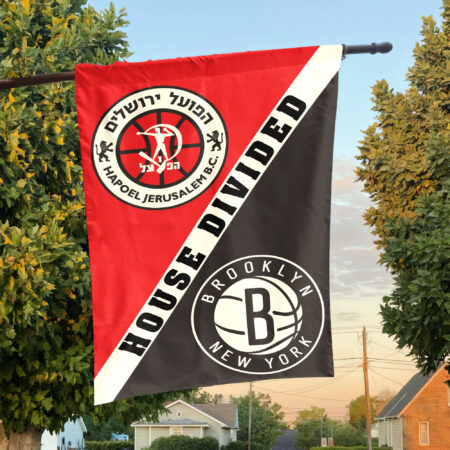 Hapoel Jerusalem vs Brooklyn House Divided Flag, NBA House Divided Flag Hapoel Jerusalem vs Brooklyn House Divided Flag, NBA House Divided Flag