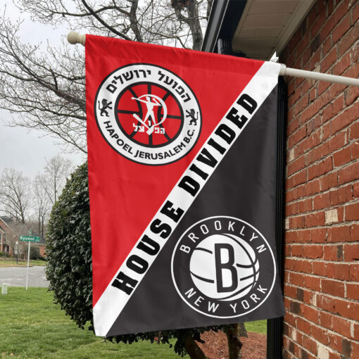 Hapoel Jerusalem vs Brooklyn House Divided Flag, NBA House Divided Flag Hapoel Jerusalem vs Brooklyn House Divided Flag, NBA House Divided Flag