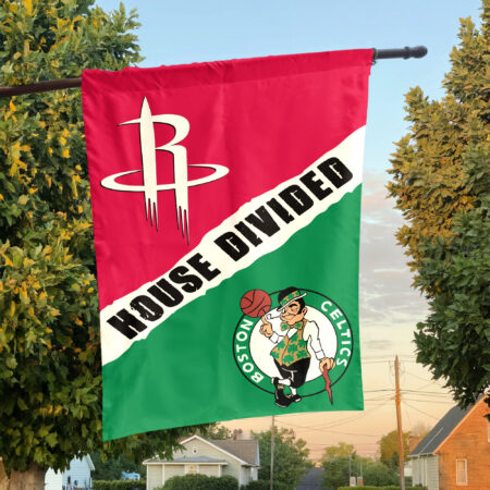 Houston vs Boston House Divided Flag, NBA House Divided Flag Houston vs Boston House Divided Flag, NBA House Divided Flag