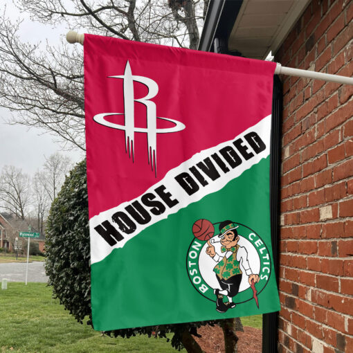 Houston vs Boston House Divided Flag, NBA House Divided Flag Houston vs Boston House Divided Flag, NBA House Divided Flag