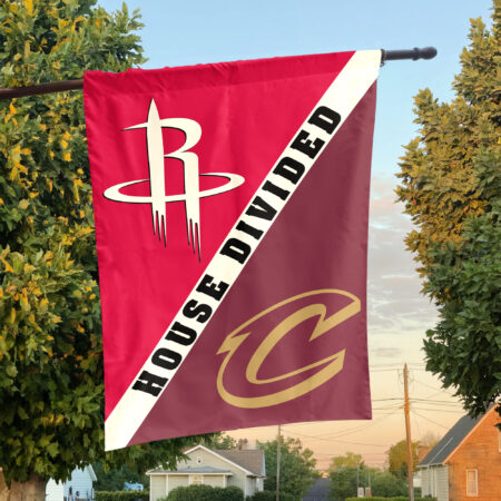 Houston vs Cleveland House Divided Flag, NBA House Divided Flag Houston vs Cleveland House Divided Flag, NBA House Divided Flag