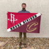 Houston vs Cleveland House Divided Flag, NBA House Divided Flag
