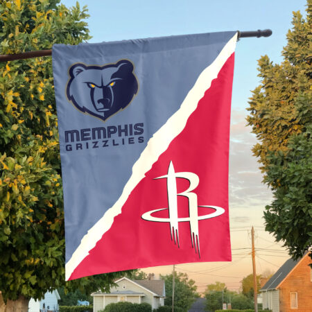 Houston vs Memphis House Divided Flag, NBA House Divided Flag Houston vs Memphis House Divided Flag, NBA House Divided Flag