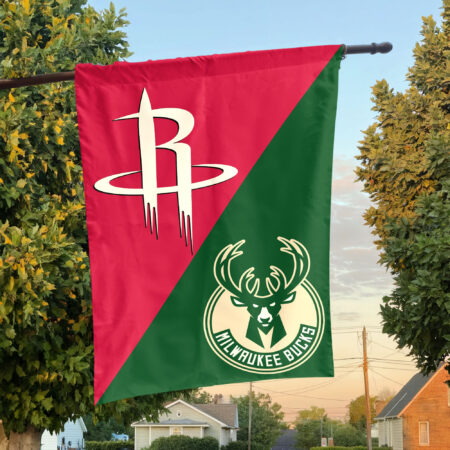 Houston vs Milwaukee House Divided Flag, NBA House Divided Flag Houston vs Milwaukee House Divided Flag, NBA House Divided Flag