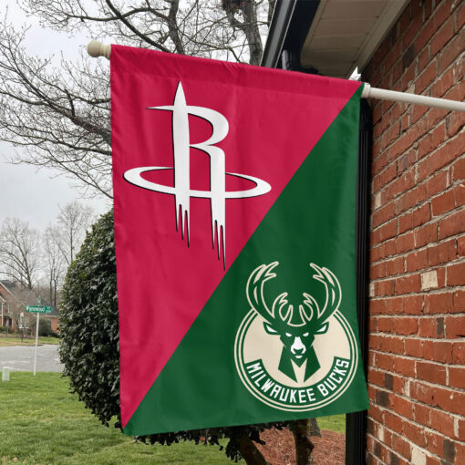 Houston vs Milwaukee House Divided Flag, NBA House Divided Flag