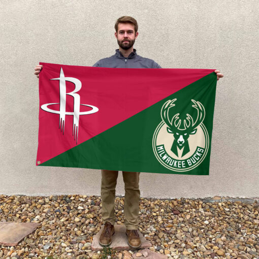 Houston vs Milwaukee House Divided Flag, NBA House Divided Flag