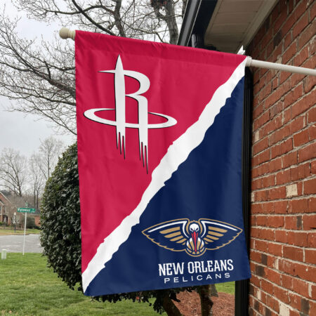Houston vs New Orleans House Divided Flag, NBA House Divided Flag Houston vs New Orleans House Divided Flag, NBA House Divided Flag
