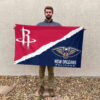Houston vs New Orleans House Divided Flag, NBA House Divided Flag 2 Houston vs New Orleans House Divided Flag, NBA House Divided Flag